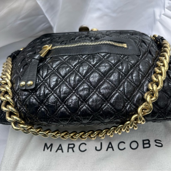 RARE Marc Jacobs Mina Stam Diamond Quilted Frame bag Kiss Lock Full Chain strap - Picture 3 of 13